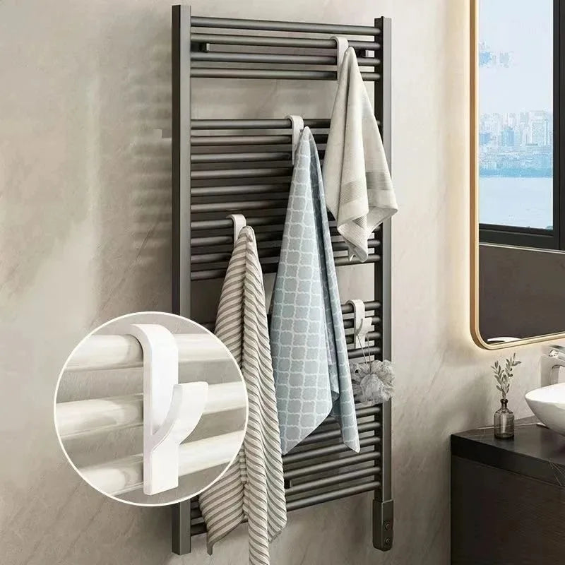 Bathroom Shower Towel Holder Hanger Heated Radiator Rail Hooks Clips Storage Racks Clothes Scarf Hanger Hooks