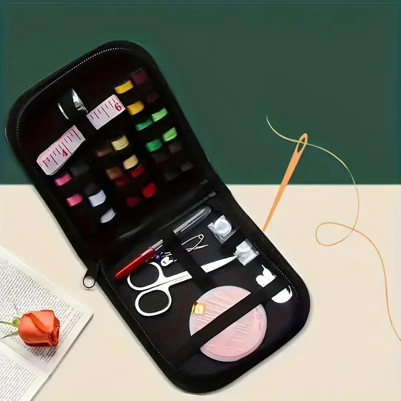Portable Sewing Kit for Travel – Compact Canvas Case with Thread, Needles & Quick Repair Tools for Everyday Use