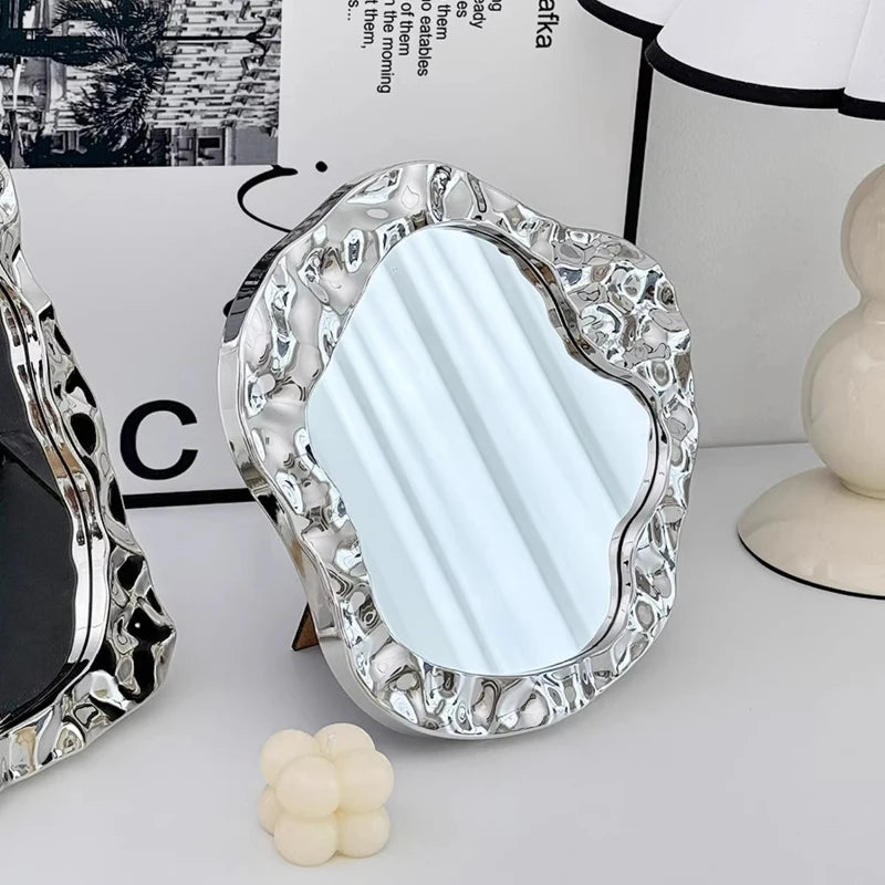 Bathroom Handled Mirror Vanity Women Design Portable Mirror Small Dorm Espejo Maquillaje Luz Home Decoration Accessories