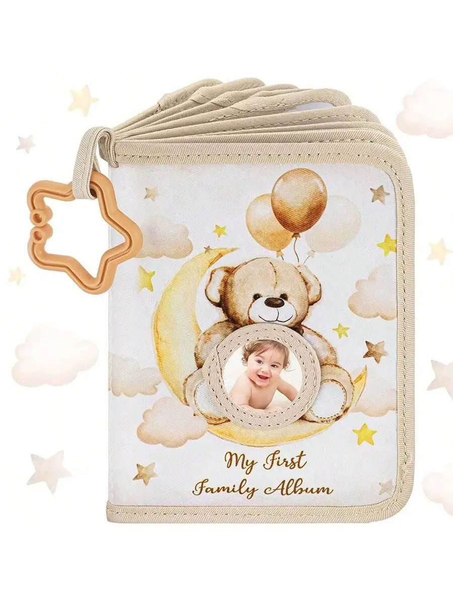 Newborn Baby Photo Album – First Year Memory Book for Babies, DIY Growth Album with Family Record, Baby Shower Gift, Giraffe Theme