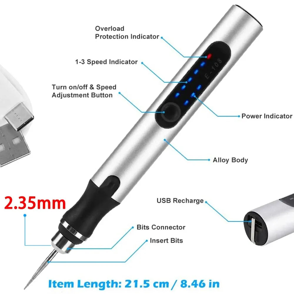 JANGKLIFE USB Cordless Rotary Tool Kit Woodworking Engraving Pen Toy Pendant Figure DIY Cordless Drill