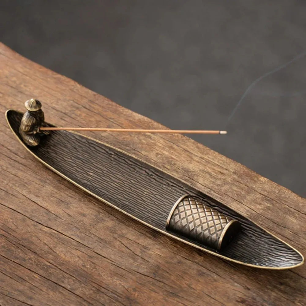 Creative Incense Holder Aromatherapy Ornament Old Men Fishing Japanese Style Incense Stick Burner Home Decor