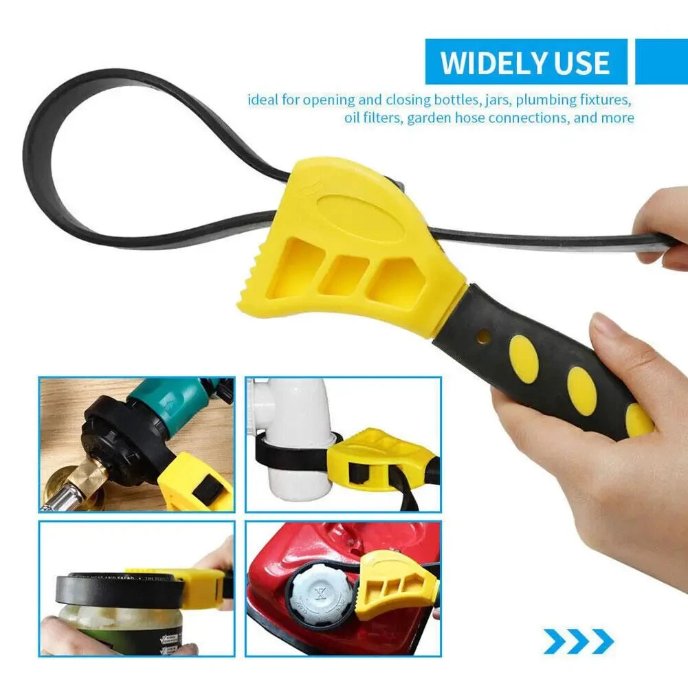 Multifunctional Belt Wrench Adjustable Rubber Strap Jar  Wrench Cartridge Pipe Wre Filter Oil Disassembly 6in