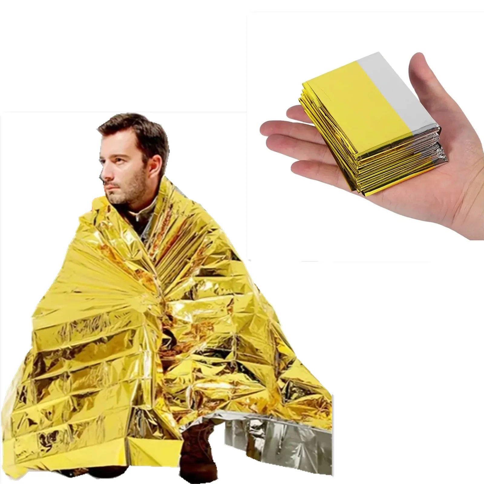 Gold Emergency Survival Blanket 160×210cm – Waterproof, Insulated First Aid Blanket for Camping, Hiking & Outdoor Use