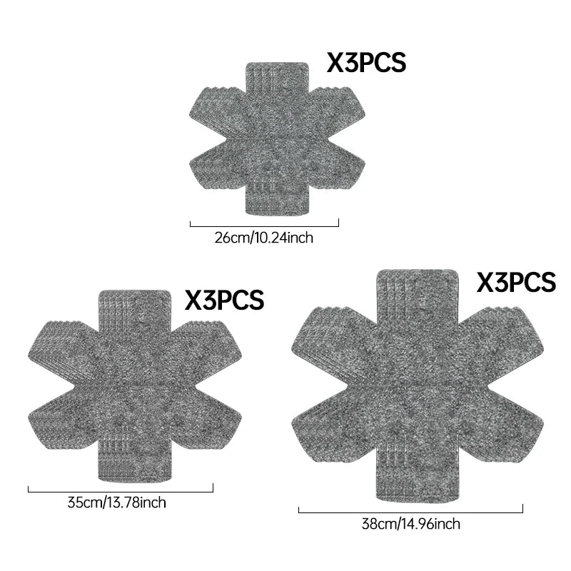 3/9/12Pcs Pot and Pan Protectors Pot Dividers Pad Non-woven 3 Sizes Pans Separator Pads for Protecting Cookware Kitchen Tools