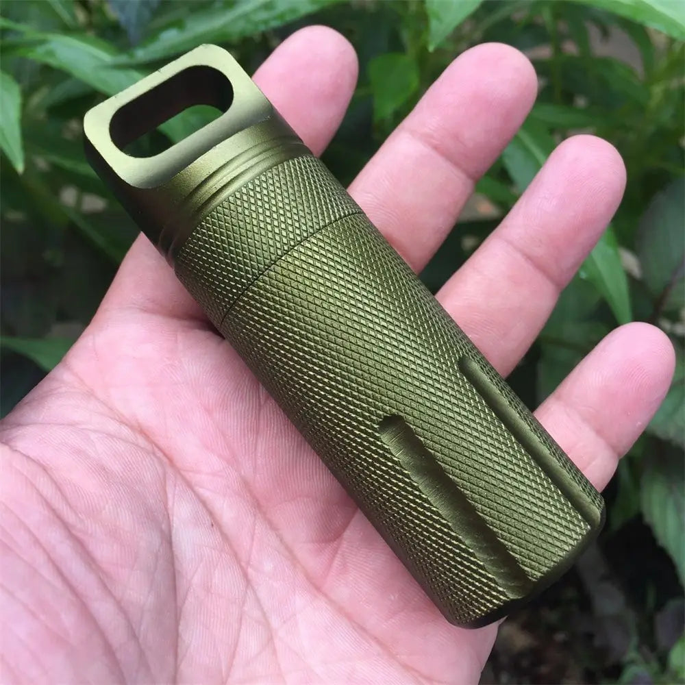 EDC Survival Kit – New Aluminum Waterproof Capsule for Pills, Bottles & Outdoor Storage, Airtight Tool Container
