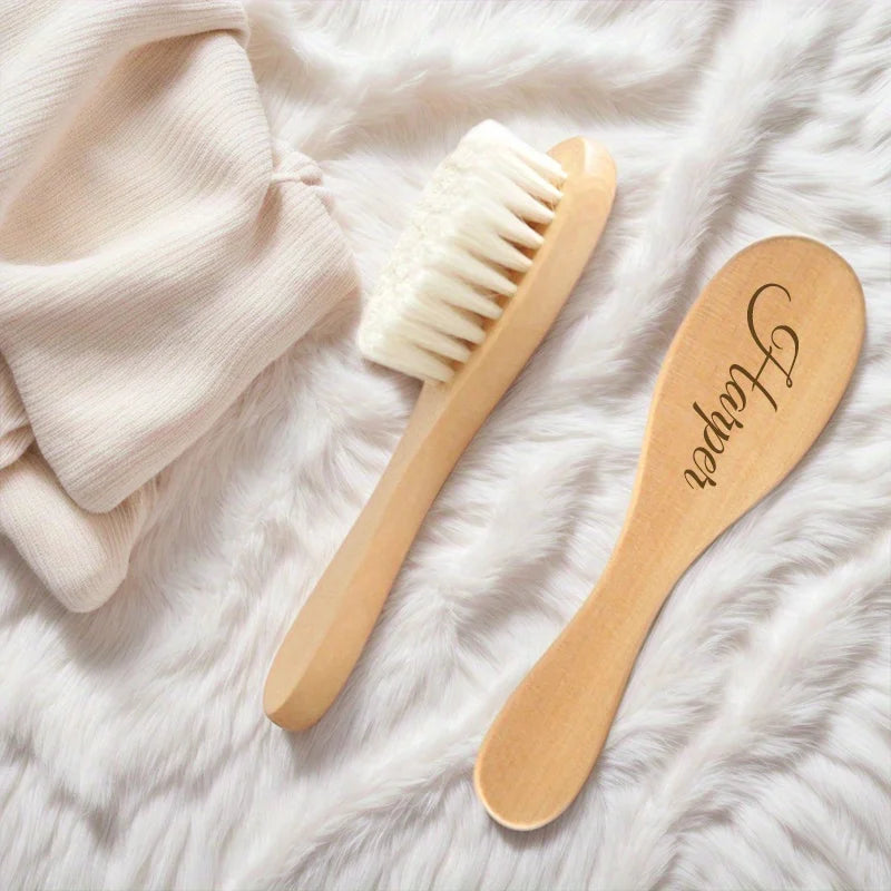 Custom Baby Hairbrush – Engraved Newborn Keepsake, Personalized Gift for Babies and New Moms