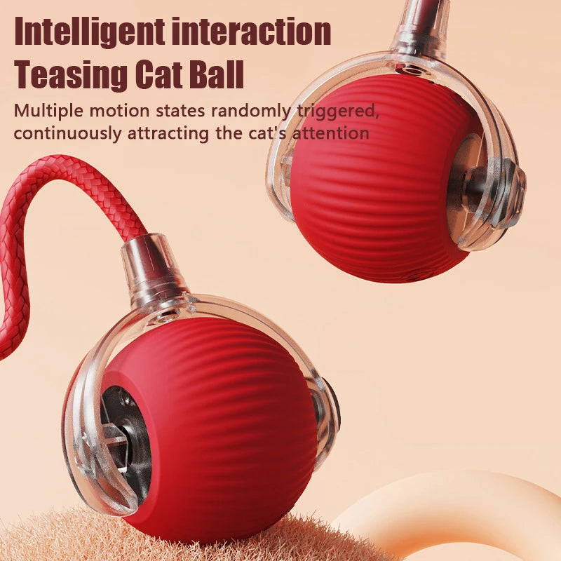 1PC Smart Cat Toys Automatic Rolling Ball Fake Tail Rechargeable Electric Pet Interactive Toy Cat Training Imitate Mouse Tail 1P