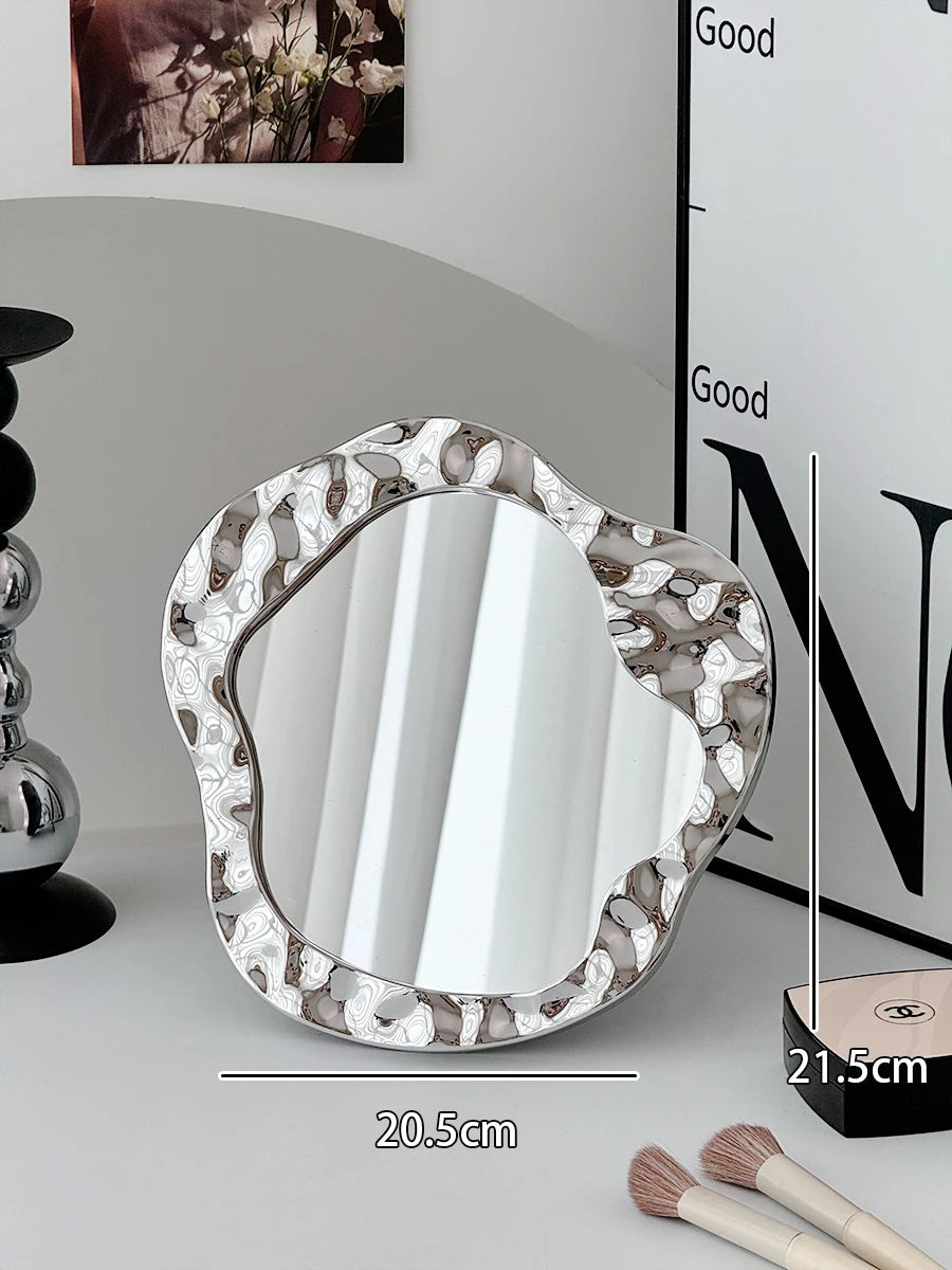 Bathroom Handled Mirror Vanity Women Design Portable Mirror Small Dorm Espejo Maquillaje Luz Home Decoration Accessories