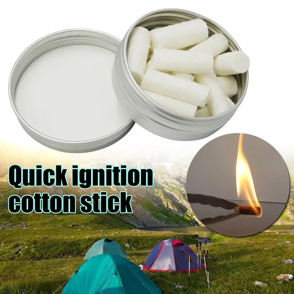 Camping Fire Starter Kit – 12PCS Paraffin Wax & Rope Survival Tools, Natural Fire Source for Outdoor Adventures
