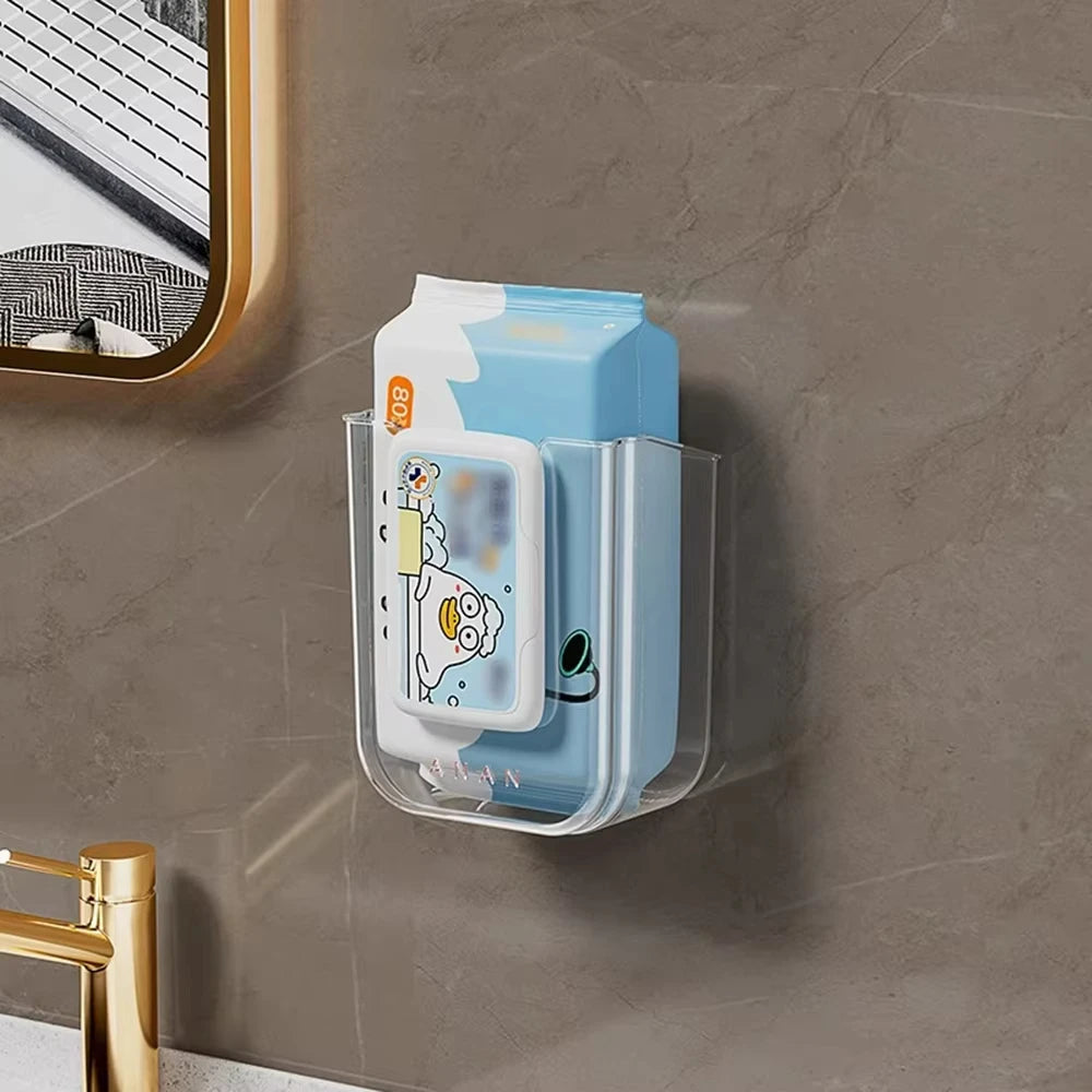 Bathroom Non Perforated Wall Mounted Wet Tissue Storage Box with Large Opening and Strong Load-bearing Capacity Storage Boxes