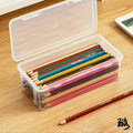 4 large transparent PP storage boxes with lids, used for storing office supplies, pencils, and crafts