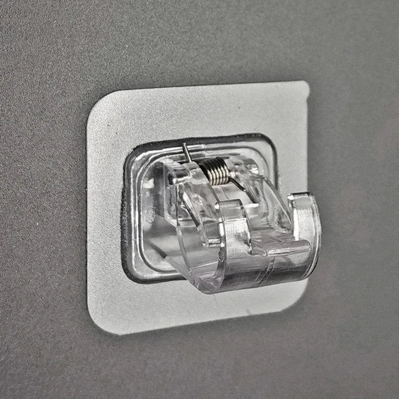 4/6PCS Adjustable Curtain Rod Clip Self Adhesive Clamp Hook Curtain Holder Wall Bracket Holder Storage Hanging Stick Rack