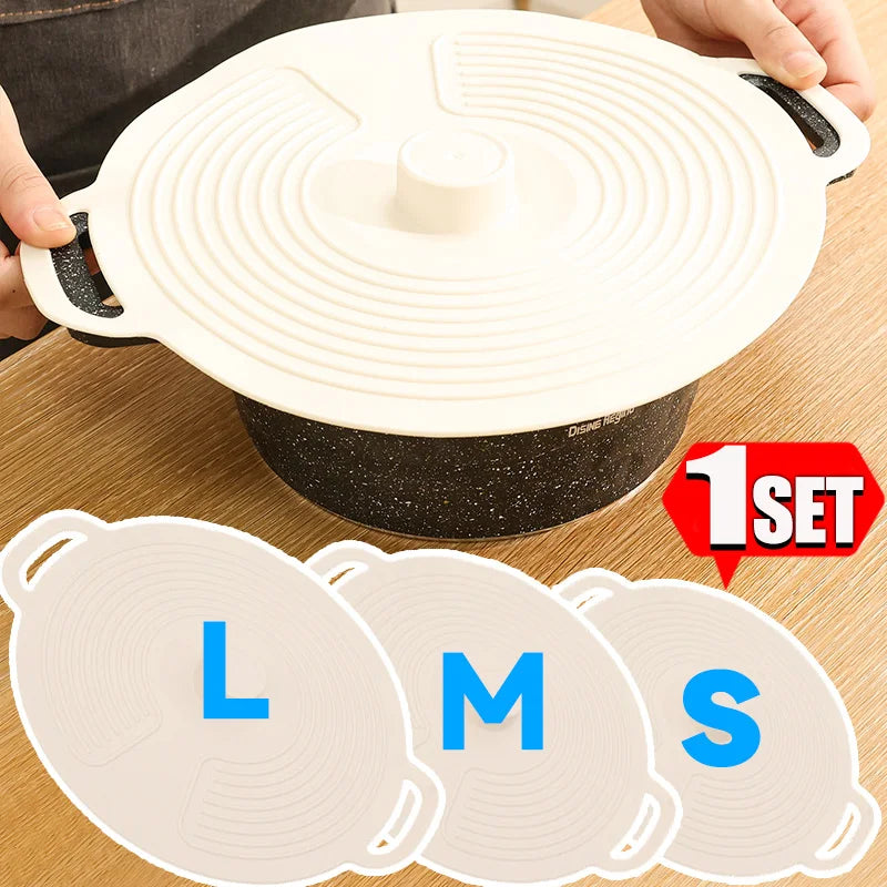 Versatile Silicone Bowl Covers Set Multi Purpose Fresh Keeping Lids Handle Design Microwave Refrigerator Food Splatt Guard Plate