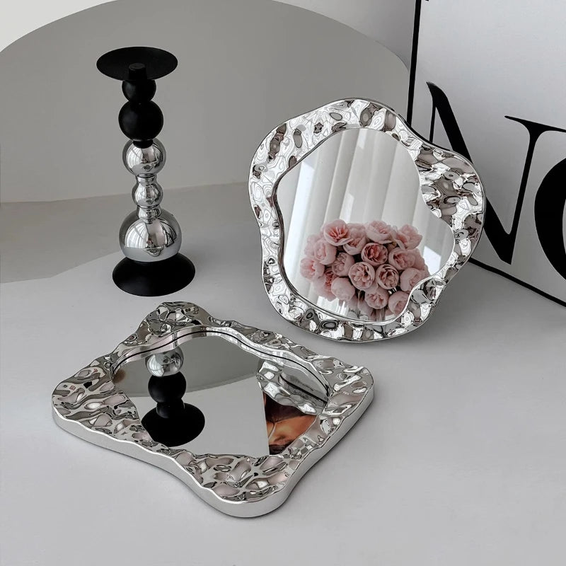 Bathroom Handled Mirror Vanity Women Design Portable Mirror Small Dorm Espejo Maquillaje Luz Home Decoration Accessories