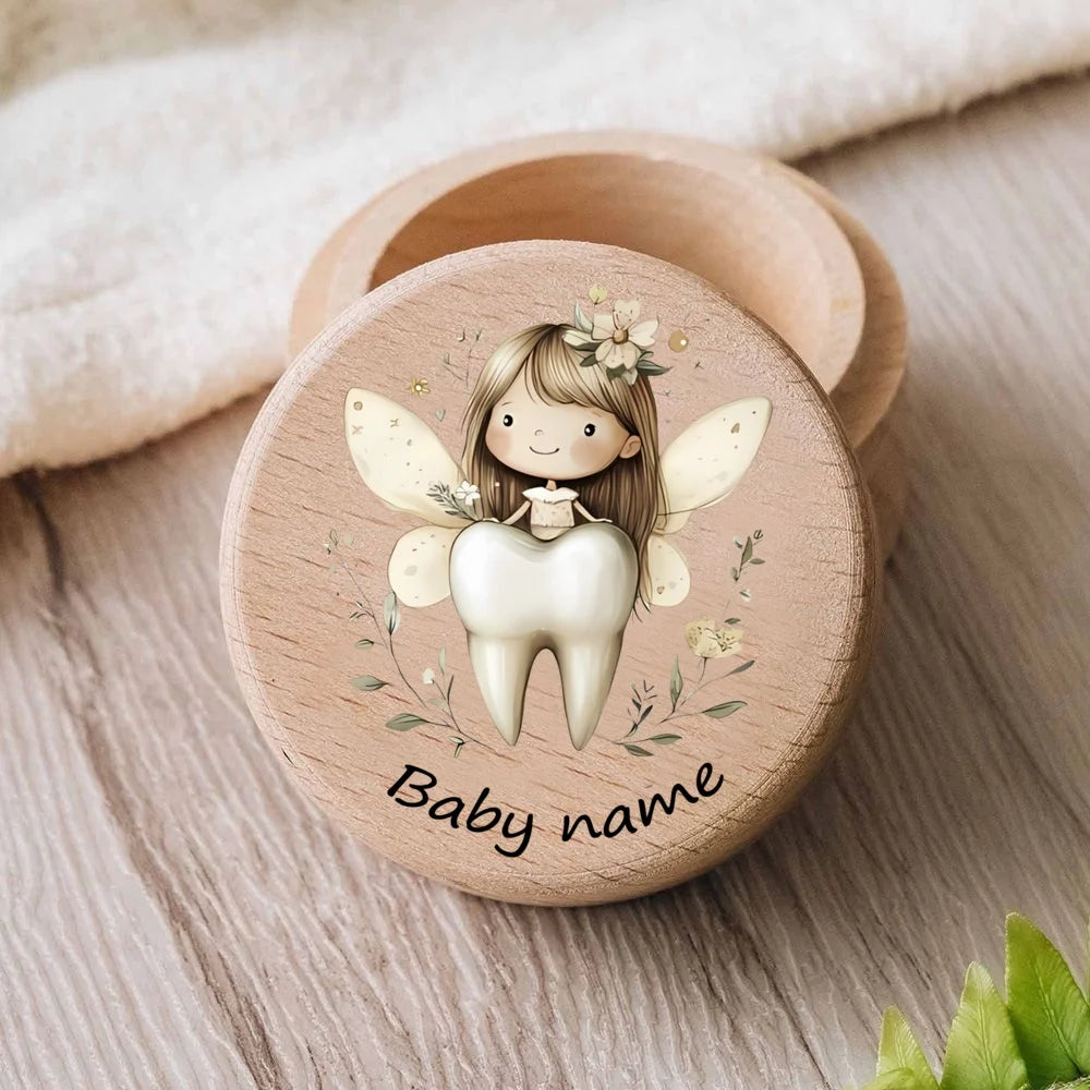 Personalized Baby Tooth Box – Wooden Milk Teeth Storage Box with Custom Name, First Tooth Keepsake Box for Boys & Girls