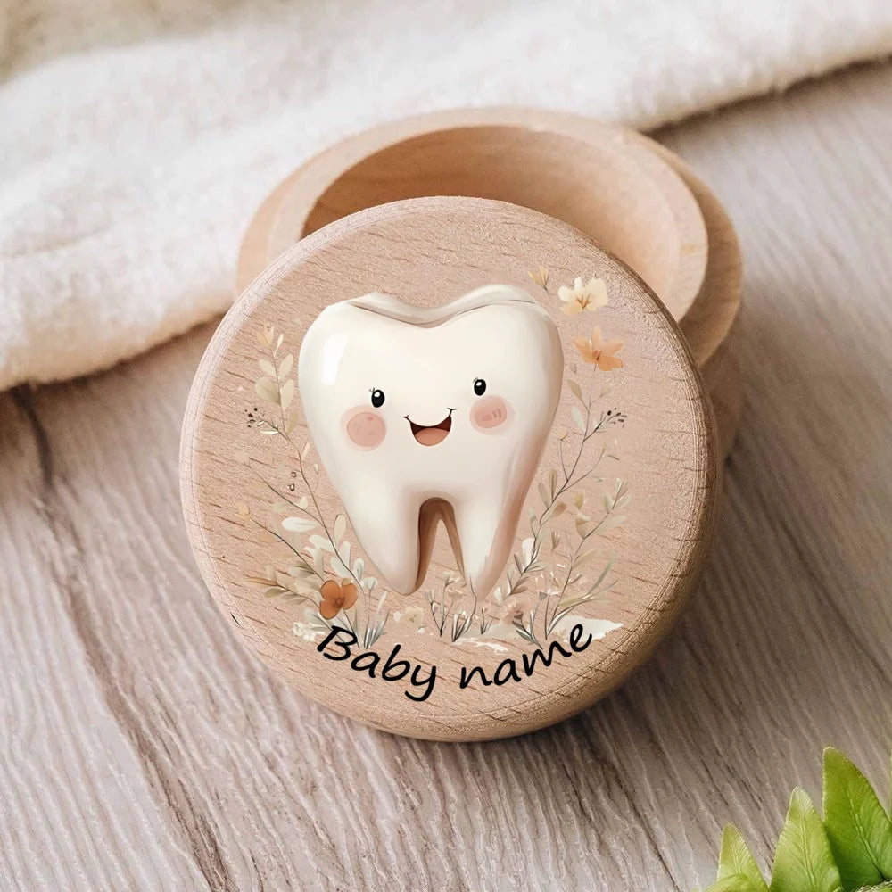 Personalized Baby Tooth Box – Wooden Milk Teeth Storage Box with Custom Name, First Tooth Keepsake Box for Boys & Girls