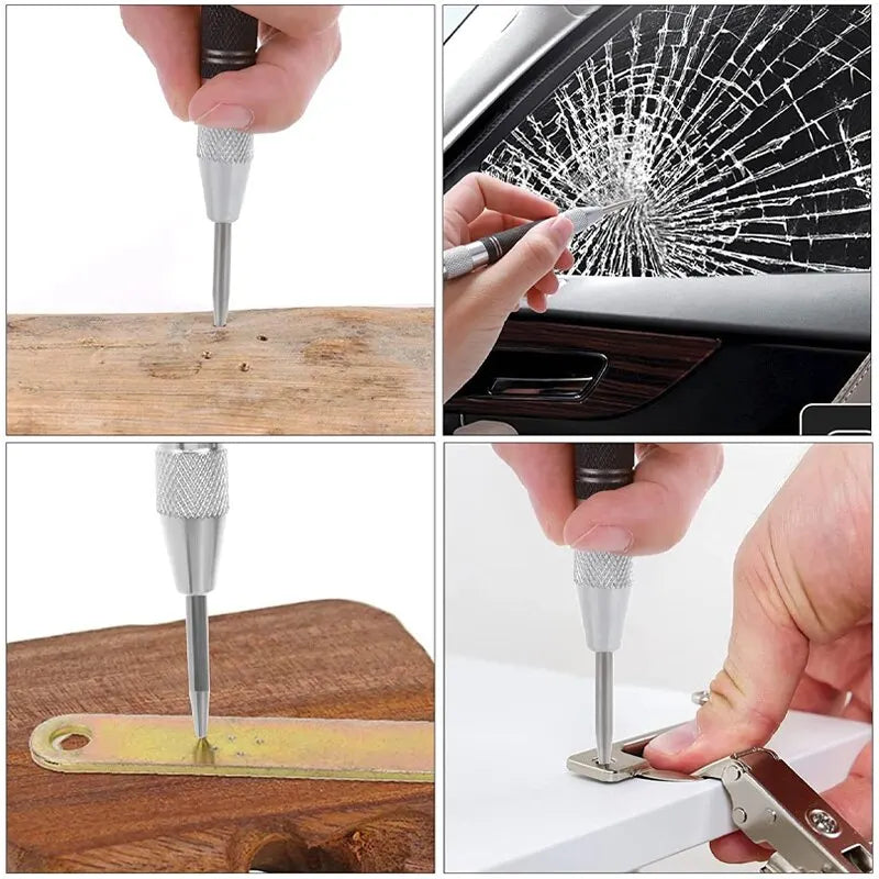 Spring-Loaded Centre Punch — Glass Breaker & Hole Marker