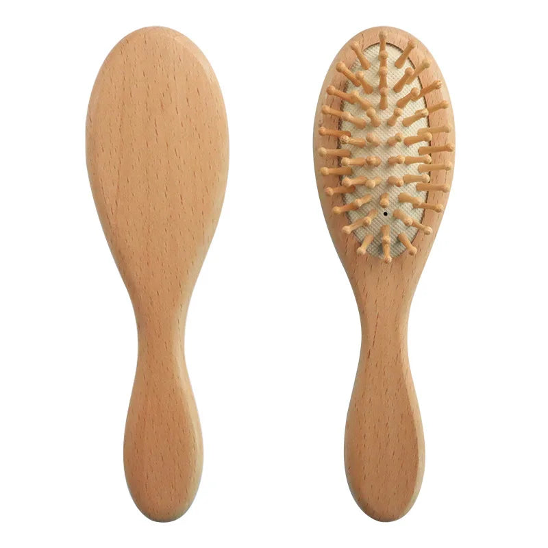 Newborn Baby Hairbrush – Wooden Comb and Soft Wool Brush for Infants, Head Massager & Bath Brush, Personalized Baby Shower Gift