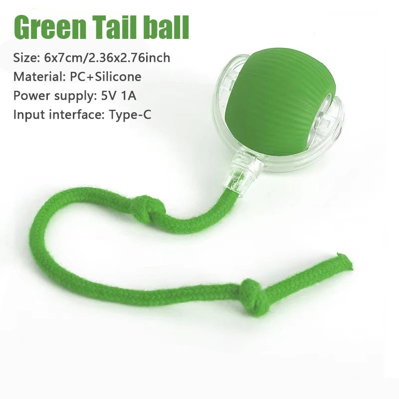 1PC Smart Cat Toys Automatic Rolling Ball Fake Tail Rechargeable Electric Pet Interactive Toy Cat Training Imitate Mouse Tail 1P