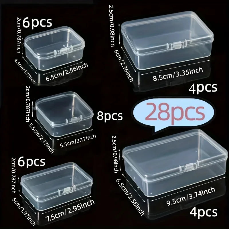[28pcs Storage box] 28pcs Clear Plastic Storage Containers Set with Lids | Multipurpose Organizer Boxes for Beads, Game Pieces