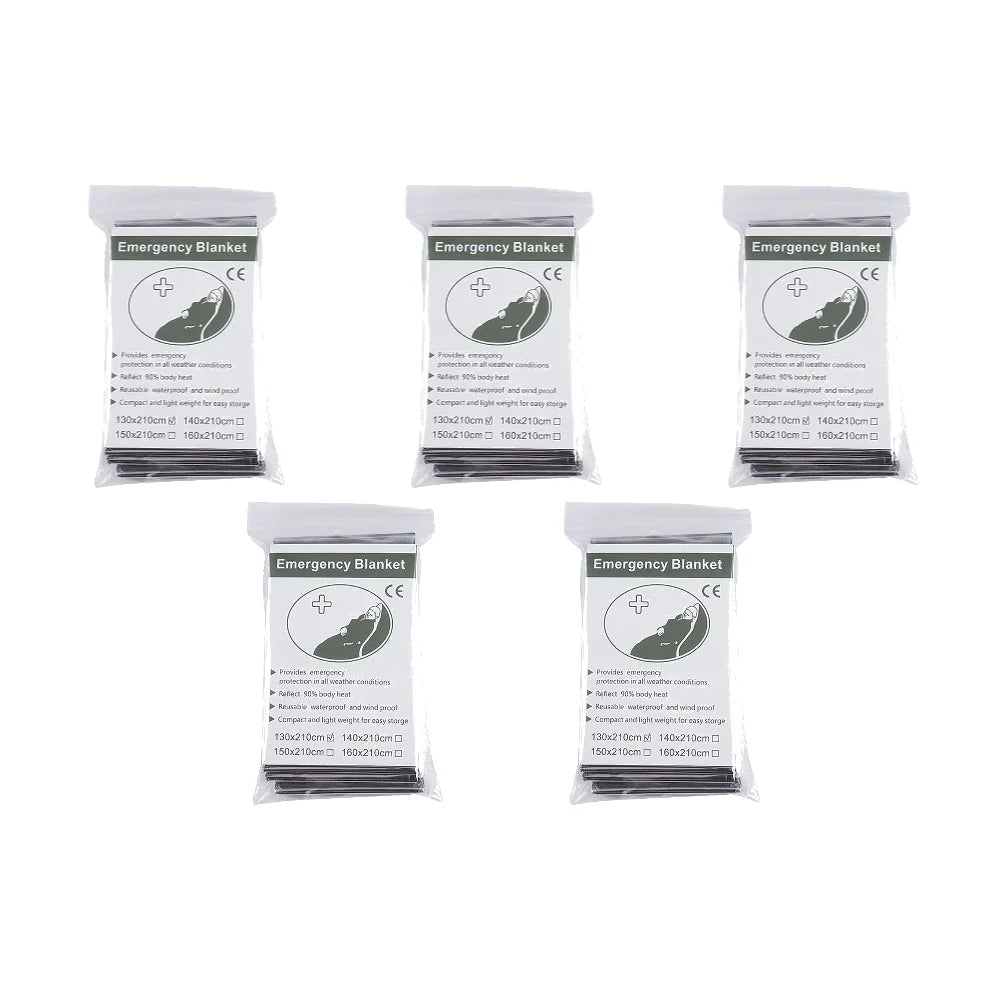 Emergency Survival Blanket Set – 1-10PCS Windproof, Waterproof Foil Thermal Blankets for Outdoor, Camping, First Aid & Rescue