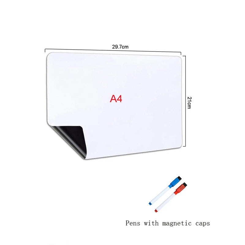 A3+A4 Magnetic Dry Erase Board Fridge Markers WhiteBoard Sheet Kitchen Erasable Flexible Refrigerator Magnet Memo Grocery List