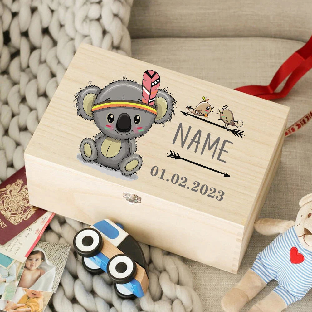 Custom Baby Memory Box – Personalized Wooden Keepsake Box for Newborns, Birth Details, Umbilical Cord & Baby Shower Gift