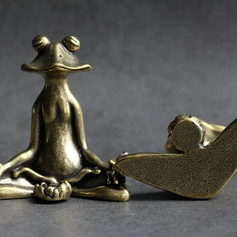 Solid Copper Zen Frog Incense Holder — Tea Pet Ornament