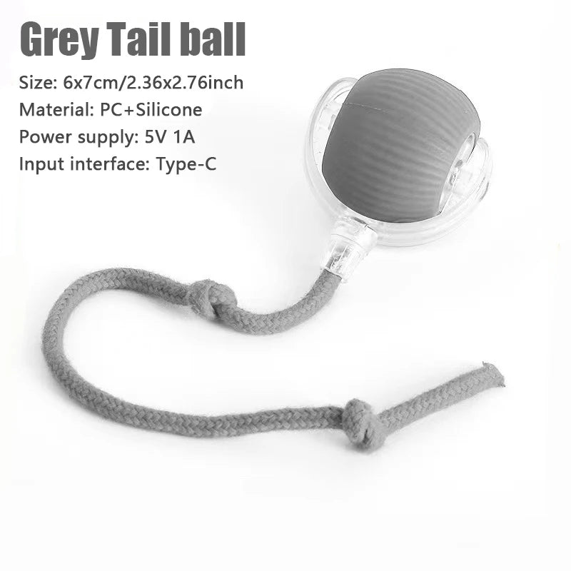 1PC Smart Cat Toys Automatic Rolling Ball Fake Tail Rechargeable Electric Pet Interactive Toy Cat Training Imitate Mouse Tail 1P