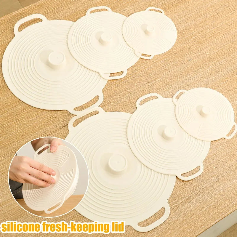Versatile Silicone Bowl Covers Set Multi Purpose Fresh Keeping Lids Handle Design Microwave Refrigerator Food Splatt Guard Plate
