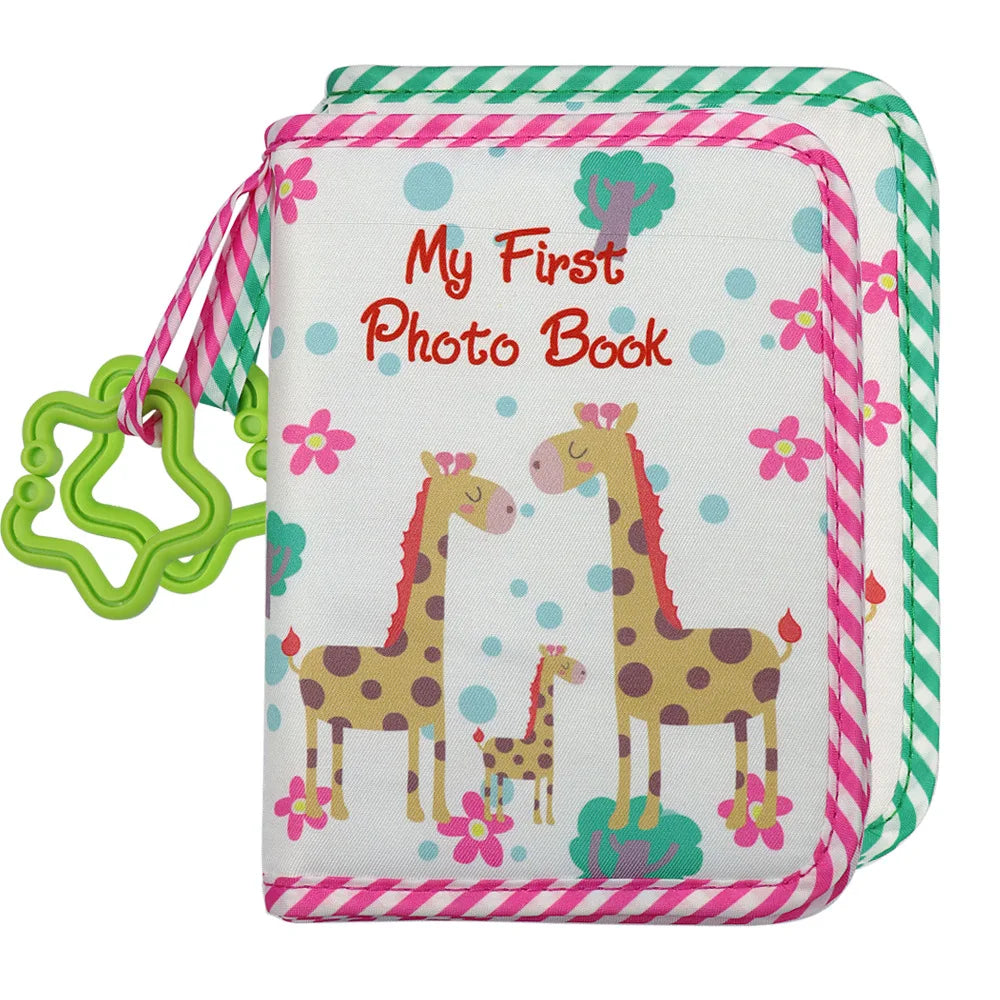 Newborn Baby Photo Album – First Year Memory Book for Babies, DIY Growth Album with Family Record, Baby Shower Gift, Giraffe Theme