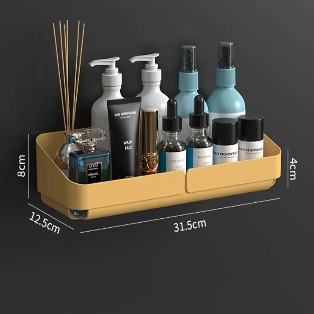 Bathroom  Kitchen Convenience Rack Shelf Makeup Storage Organizer Cosmetics Shampoo Rack Shower Shelf Wall Spice No Drilling
