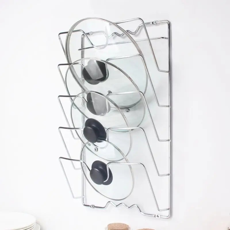 Kitchen Lid Storage Rack — Wall-Mounted 5-Slot Organiser
