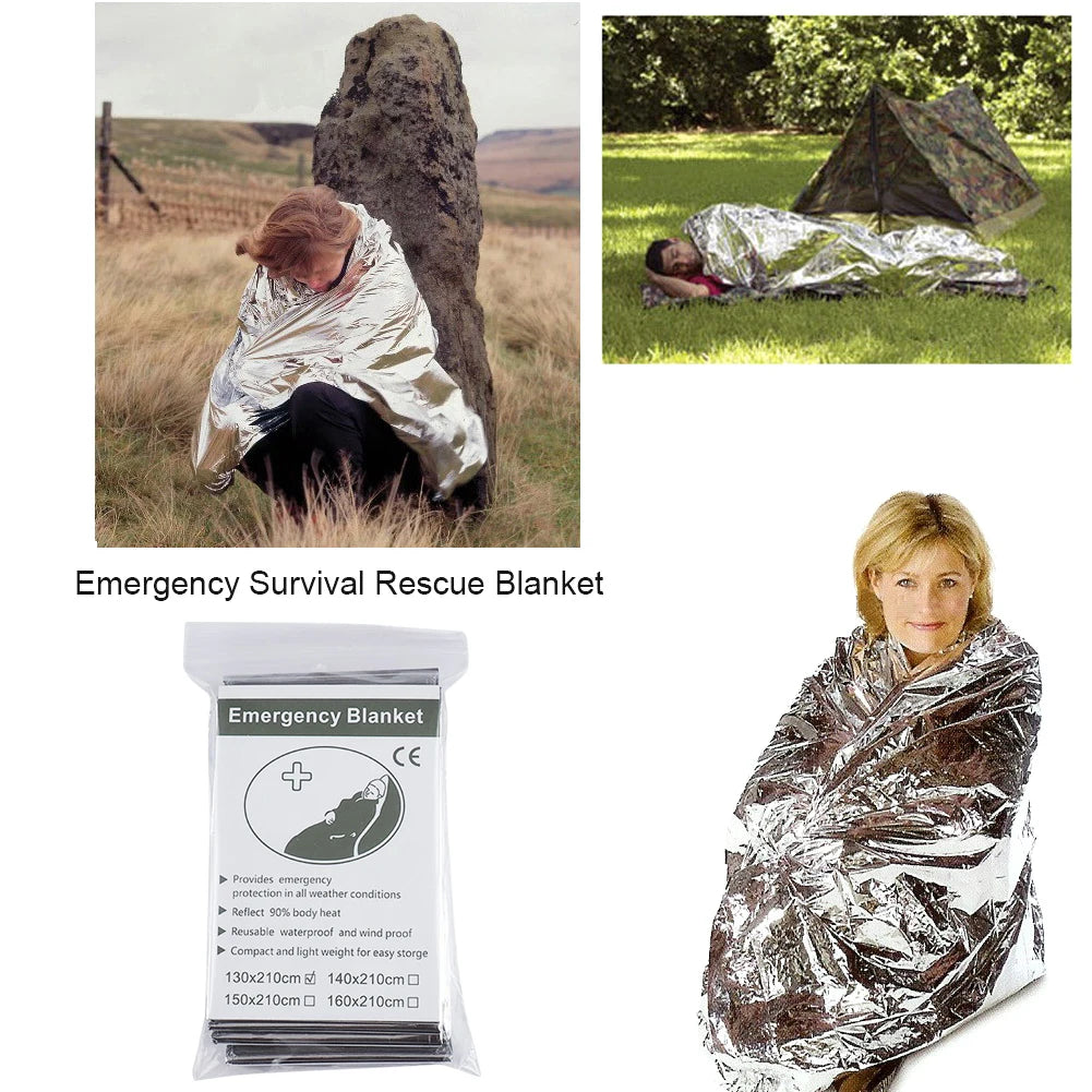 Emergency Survival Blanket Set – 1-10PCS Windproof, Waterproof Foil Thermal Blankets for Outdoor, Camping, First Aid & Rescue