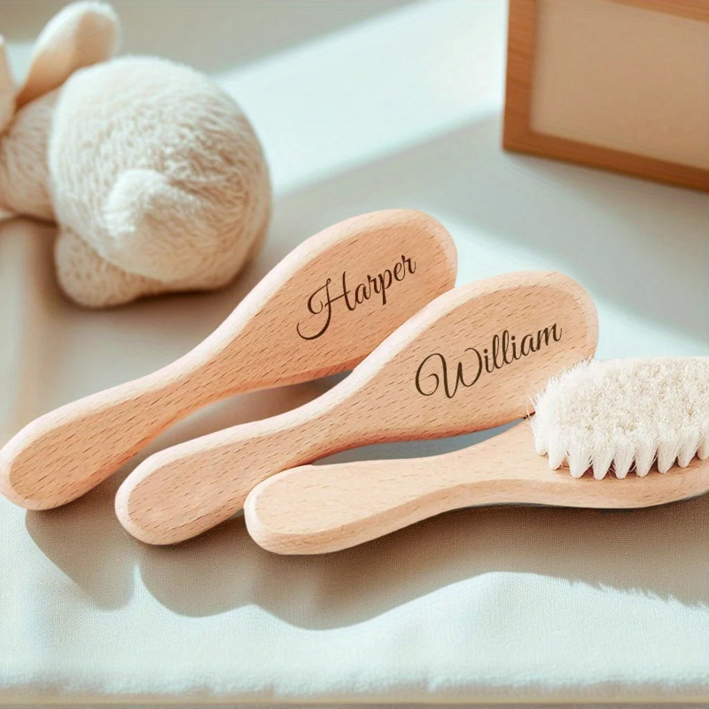 Custom Baby Hairbrush – Engraved Newborn Keepsake, Personalized Gift for Babies and New Moms