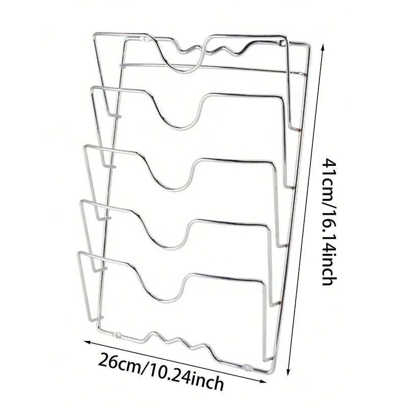 Kitchen Lid Storage Rack — Wall-Mounted 5-Slot Organiser