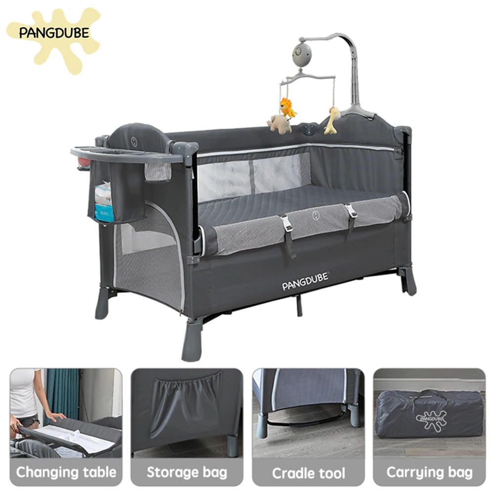 4-in-1 Baby Travel Crib with Changing Table, Rocker & Playpen – Foldable Baby Bed for Newborns