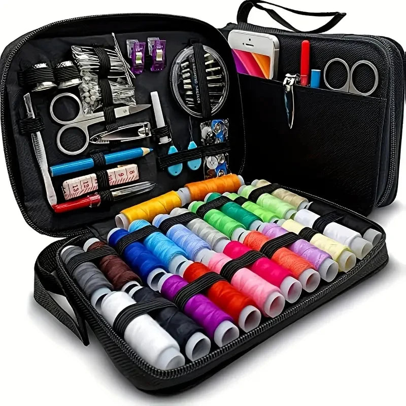 Portable Sewing Kit for Travel – Compact Canvas Case with Thread, Needles & Quick Repair Tools for Everyday Use
