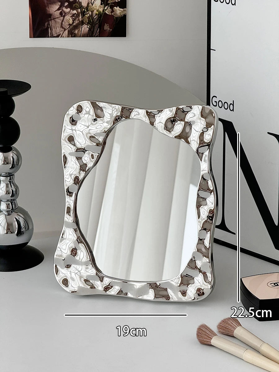 Bathroom Handled Mirror Vanity Women Design Portable Mirror Small Dorm Espejo Maquillaje Luz Home Decoration Accessories