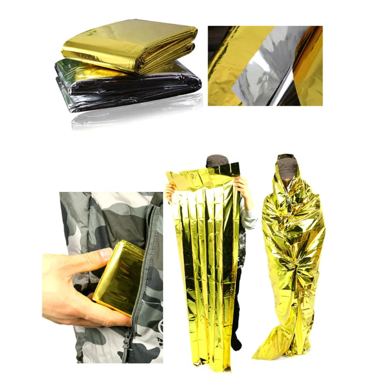 Gold Emergency Survival Blanket 160×210cm – Waterproof, Insulated First Aid Blanket for Camping, Hiking & Outdoor Use