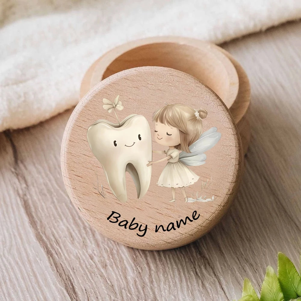 Personalized Baby Tooth Box – Wooden Milk Teeth Storage Box with Custom Name, First Tooth Keepsake Box for Boys & Girls