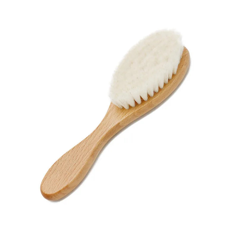 Newborn Baby Hairbrush – Wooden Comb and Soft Wool Brush for Infants, Head Massager & Bath Brush, Personalized Baby Shower Gift