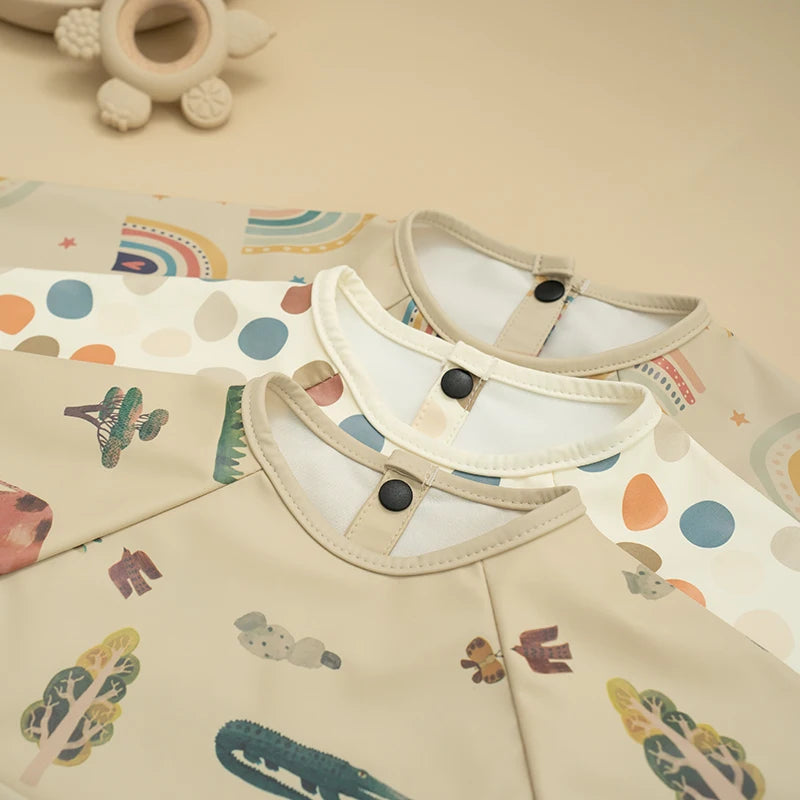 Toddler Art Smock Bib – Waterproof Baby Bib with Long Sleeves, Easy-to-Clean Painting & Mealtime Apron for Boys and Girls