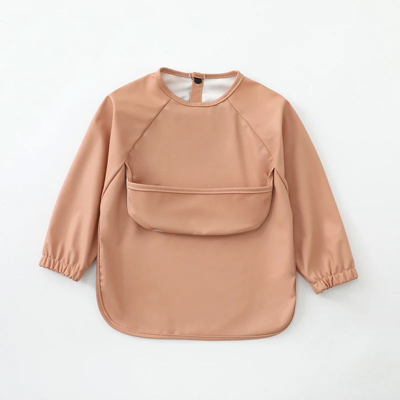 Toddler Art Smock Bib – Waterproof Baby Bib with Long Sleeves, Easy-to-Clean Painting & Mealtime Apron for Boys and Girls