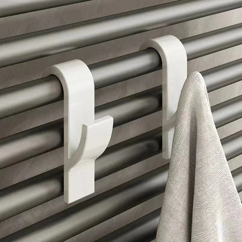 Bathroom Shower Towel Holder Hanger Heated Radiator Rail Hooks Clips Storage Racks Clothes Scarf Hanger Hooks