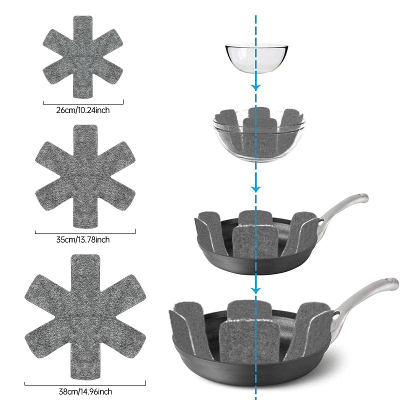 3/9/12Pcs Pot and Pan Protectors Pot Dividers Pad Non-woven 3 Sizes Pans Separator Pads for Protecting Cookware Kitchen Tools