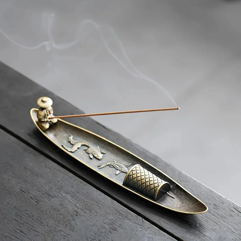 Creative Incense Holder Aromatherapy Ornament Old Men Fishing Japanese Style Incense Stick Burner Home Decor