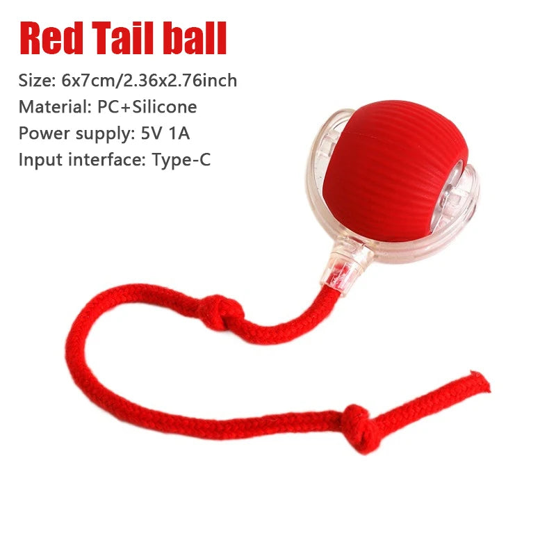 1PC Smart Cat Toys Automatic Rolling Ball Fake Tail Rechargeable Electric Pet Interactive Toy Cat Training Imitate Mouse Tail 1P