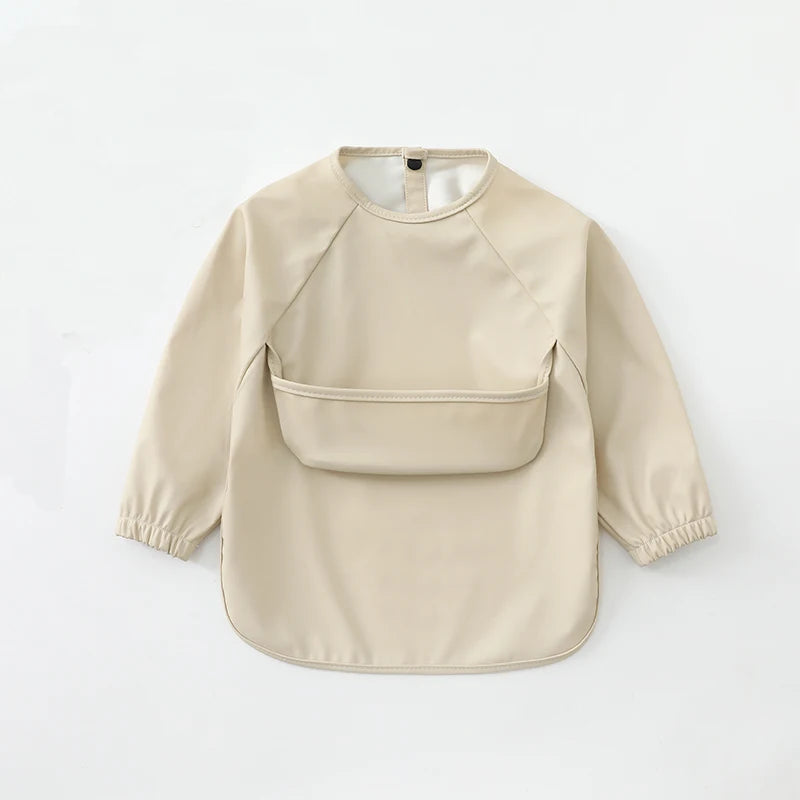 Toddler Art Smock Bib – Waterproof Baby Bib with Long Sleeves, Easy-to-Clean Painting & Mealtime Apron for Boys and Girls